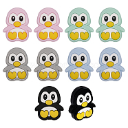 10Pcs 5 Colors Penguin Food Grade Eco-Friendly Silicone Beads, Chewing Beads For Teethers, DIY Nursing Necklaces Making, Mixed Color, 28x24x9mm, Hole: 2mm, 2pcs/color(SIL-GO0001-13)