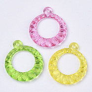 Transparent Acrylic Pendants, Dyed, Ring, Mixed Color, 29.5x25x5mm, Hole: 1.8mm(X-TACR-T015-064)