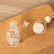 Skull Glass Empty Refillable Car Perfume Bottle, Car Hanging Fragrance Essential Oil Diffuser Bottle Pendants Decor, with Wood Cap, Bisque, 5x3.7cm, Capacity: 8ml(0.27fl. oz)(PW-WG11FDA-01)