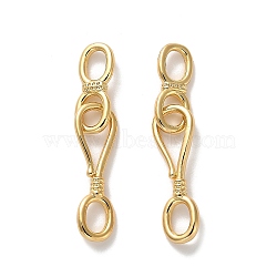 Brass Hook and S-Hook Clasps, Real 18K Gold Plated, 37.5x7.5x6.5mm, Hole: 5x3.5mm(KK-H496-07G)