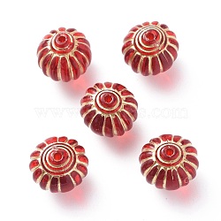 Plating Acrylic Beads, Metal Enlaced, Lantern, Red, 14x13.5mm, Hole: 1.6mm, about 400pcs/500g(OACR-P007-03A)