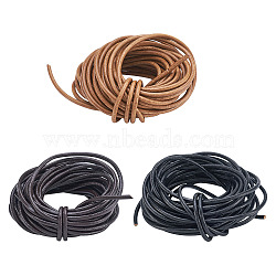 15Yards 3 Colors Cowhide Leather Cord, Leather Jewelry Cord, Jewelry DIY Making Material, Mixed Color, 2.5mm, 5yard/colors(WL-TA0001-02)
