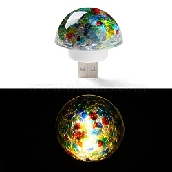 Resin & Epoxy Resin Decor Plate Night Light, with USB Table Lamp Desk Bedroom Decor, Mushroom, Colorful, 42x40mm(DJEW-K030-01B)