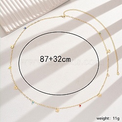 Elegant Summer Iron Rhinestone Evil Eye Waist Chains, Golden, Colorful, 870mm(WG1474-2)