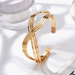 Brass Cuff Bangles for Women, Infinity, Real 18K Gold Plated, Inner Diameter: 2x2-1/4 inch(5.05x5.6cm)(BJEW-F482-09G)