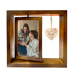 Double Sided Wooden Rotating Photo Frames with DIY Word Aunt Heart, for Tabletop, Heart, 210x230x15mm(DJEW-WH0056-001)