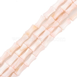 Natural Freshwater Shell Beads Strands, Dyed, Bamboo Stick Shape, Misty Rose, 8x4.5mm, Hole: 0.8mm, about 46pcs/strand, 14.49 inch(36.8cm)(SHEL-G013-01L)