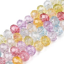 Transparent Glass Beads Strands, Faceted(32 Facets), Rondelle<P>Please Note: Because these beads are made in different batches, the color could be slightly different from one batch of beads to the next, Colorful, 8x6.5mm, Hole: 1.2mm, about 63pcs/strand, 15.55''(39.5cm)(GLAA-T023-8mm-A07)