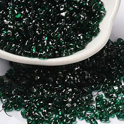 Spray Painted Glass Seed Beads, Peanut, Dark Green, 4~5x2~2.5x2~2.5mm, Hole: 0.8~0.9mm, about 8500pcs/pound(SEED-F005-10A-01)