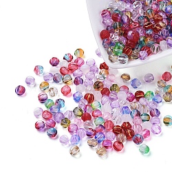 Czech Glass Beads, Electroplated/Dyed/Transparent/Gold Inlay Color, Pumpkin, Mixed Color, 5.5x5.5mm, Hole: 1mm, about 357~363pcs/bag(GLAA-G070-09B)