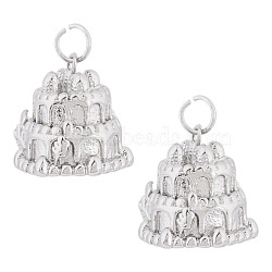 2 Pcs Brass Pendants, Cake, with Jump Ring, Cadmium Free & Lead Free, Rack Plating, Long-Lasting Plated, Platinum, 15x15.5x14.5mm, Hole: 3.5mm, 2pcs/set(KK-TA0003-11P)