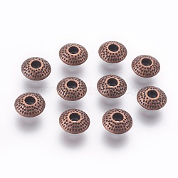 Tibetan Style Alloy Beads, Cadmium Free & Nickel Free & Lead Free, Rondelle, Red Copper, 8x8x3.5mm, Hole: 2mm.(X-RLF10433Y-NF)