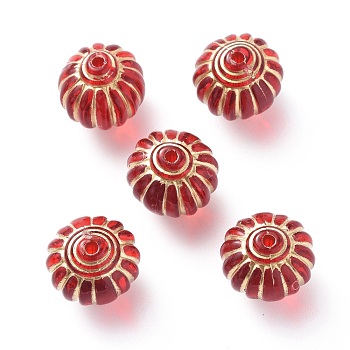 Plating Acrylic Beads, Metal Enlaced, Lantern, Red, 14x13.5mm, Hole: 1.6mm, about 400pcs/500g