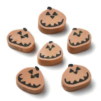 Halloween Theme Handmade Polymer Clay Beads, Pumpkin, Brown, 7x9x4mm, Hole: 1.8mm