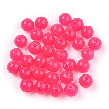 Opaque Plastic Beads, Round, Fuchsia, 6x5.5mm, Hole: 1.8mm, about 4790pcs/500g