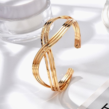 Brass Cuff Bangles for Women, Infinity, Real 18K Gold Plated, Inner Diameter: 2x2-1/4 inch(5.05x5.6cm)