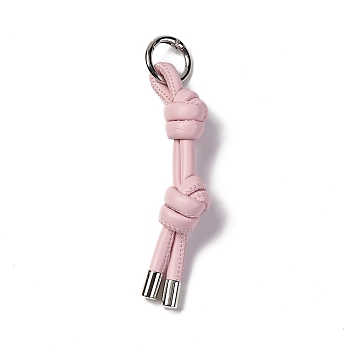 Imitation Leather Keychain, with Platinum Alloy Finding, for Bag Car Pendant Decoration, Misty Rose, 12cm