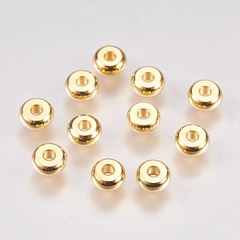 304 Stainless Steel Spacer Beads, Rondelle, Real 18k Gold Plated, 5x2mm, Hole: 1.5mm