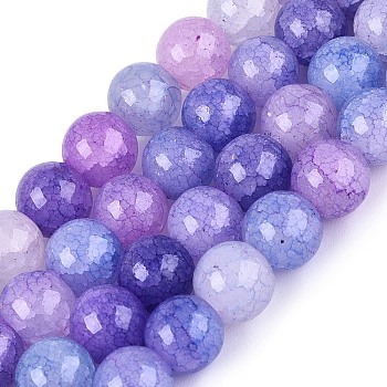 Baking Paint Crackle Glass Beads Strands, Imitation Gemstone Beads, Round, Mauve, 8~8.5mm, Hole: 0.9~1.2mm, about 100~108pcs/strand, 29.33~31.30 inch(74.5~79.5cm)