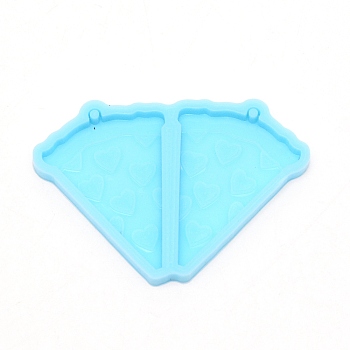 DIY Earring Silicone Molds, Resin Casting Pendant Molds, For UV Resin, Epoxy Resin Jewelry Making, Pizza Shape, Deep Sky Blue, 45x64x5mm, Inner Diameter: 40x30mm