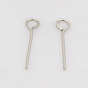 201 Stainless Steel Eye Pin, Stainless Steel Color, 30mm, Hole: 2mm, Pin: 0.6mm