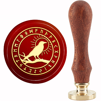 Brass Wax Seal Stamp with Handle, for DIY Scrapbooking, Bird Pattern, 89x30mm