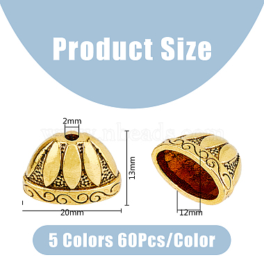 32Pcs 4 Colors Tibetan Style Alloy Bead Cones(FIND-DC0003-96)-2
