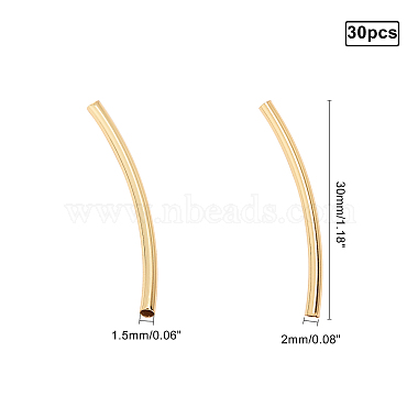Elite 30Pcs Eco-Friendly Brass Curved Tube Beads(KK-PH0002-21G-NR)-2