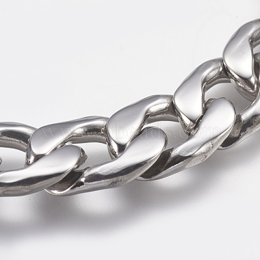 Men's 304 Stainless Steel Curb Chain Bracelets(STAS-I075-49B)-2