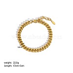 Simple 304 Stainless Steel Curb Chain Bracelets, Ion Plating(IP) for Summer Beach, Real 18K Gold Plated, 6-3/4 inch(17cm), 8mm(PM6439-1)