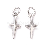 Brass Charms, with Jump Ring, Cadmium Free & Lead Free, Star, Platinum, 14x6x2.5mm, Hole: 3mm(X-KK-G418-27P)