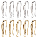 24Pcs 2 Colors Brass Earring Hooks, Cadmium Free & Lead Free, Mixed Color, 15x9x2mm, Hole: 1.4mm, Pin: 0.8mm, 12pcs/color(KK-SC0006-54)