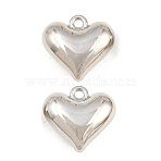 Alloy Charms, Heart Charms, Rack Plating, Platinum, 14x14.5x6mm, Hole: 1.6mm(AL-CBA15FB-04P)