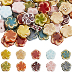 60Pcs 10 Colors Handmade Porcelain Beads for Necklaces Bracelets Making, Flower, Fancy Antique Glazed Porcelain, Mixed Color, 15x15.5x6mm, Hole: 2.5mm, 6pcs/color(PORC-SC0001-24)