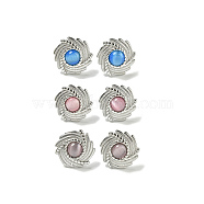 Cat Eye Stud Earrings, Sun 304 Stainless Steel for Women, Polishing, Mixed Color, 17.5mm(EJEW-G400-62P)