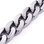 Handmade Plastic Curb Chains, with CCB Plastic Linking Ring, Gunmetal, Link: 30x21x6mm, about 39.37 inch(1m)/strand(AJEW-JB00525-01)