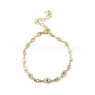 Cubic Zirconia Horse Eye Link Bracelets, Brass Jewelry for Women, Cadmium Free & Lead Free, Real 18K Gold Plated, 7-1/8 inch(18cm)(BJEW-P295-01G)