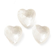 Glass Rhinestone Cabochons, Point Back & Back Plated, Faceted, Heart, Crystal, 10x10x5.5mm(RGLA-M016-H02-002DE)
