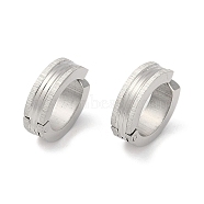 Non-Tarnish Frosted 304 Stainless Steel Non Piercing Earrings, Round, Stainless Steel Color, 12.5x4mm(EJEW-M001-07A-P)