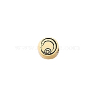 304 Stainless Steel Beads, Flat Round with Chinese Zodiac Pattern, Golden, Snake, 8x3mm(PW-WGA6067-11)