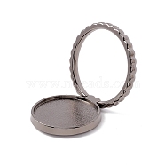 Zinc Alloy Cell Phone Ring Holder, For DIY UV Resin, Epoxy Resin, 360 Degree Rotation, Finger Grip Stand Holder, Flat Round, Gunmetal, Tray: 25mm, 3.4x0.4cm(FIND-C006-01D)