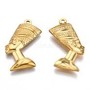 201 Stainless Steel Pendants, Human Charm, Real 18K Gold Plated, 31x19x3mm, Hole: 1.6mm(STAS-N098-146LG)