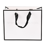 Rectangle Paper Bags, with Handles, for Gift Bags and Shopping Bags, White, 18x22x0.6cm(CARB-F007-02A-01)