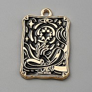 Alloy Enamel Pendants, Light Gold, Rectangle with Tarot, Palm, 28x18x1.4mm, Hole: 1.6mm(ENAM-WH0064-24J)