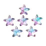 Electroplate Glass Pendants, Back Plated, Faceted, Starfish Charms, Plum, 19.5x20.5x9mm, Hole: 1.4mm(GLAA-A008-03)