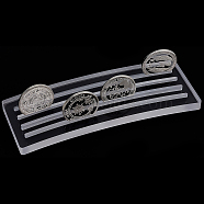 4 Rows Transparent Acrylic Challenge Coins Display Stands, Coins Collection Holder, Rectangle, Clear, 20.3x8.3x1.27cm, Inner Diameter: 18.5x0.4cm(ODIS-WH0029-23)