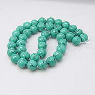 Synthetic Turquoise Beads Strands, Dyed, Round, Dark Turquoise, 4mm, Hole: 1mm, about 95pcs/strand, 15.7 inch(TURQ-H038-4mm-XXS11)
