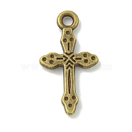 Tibetan Style Alloy Pendants, Lead Free & Cadmium Free, Cross, Antique Bronze, 21x11x2mm, Hole: 2mm(TIBE-I026-6014AB)