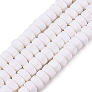 Handmade Polymer Clay Beads Strand, Hexagon, White, 6x6.5x3.5mm, Hole: 1.4mm, about 109~110pcs/strand, 15.63~15.79 inch(39.7~40.1cm)(CLAY-T021-01K)