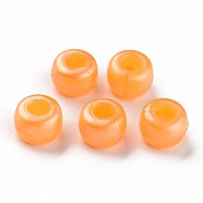 Plastic Pearlized Beads, Barrel, Orange, 9x6mm, Hole: 3.5mm, about 1900pcs/500g.(KY-R019-01D)